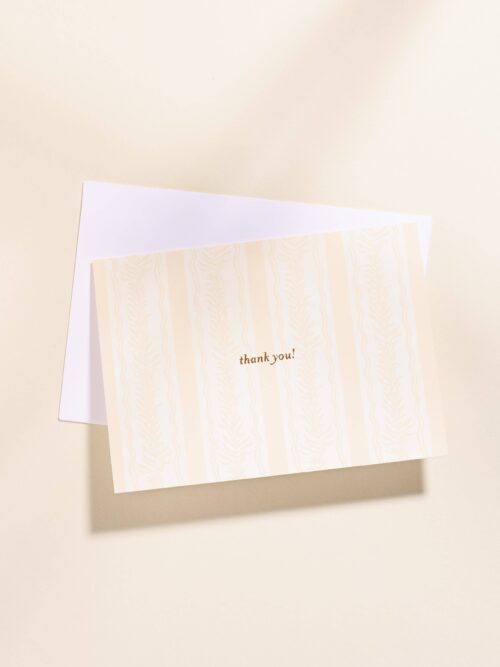 Cream Vines Foil Pressed Thank You Note - Single Card