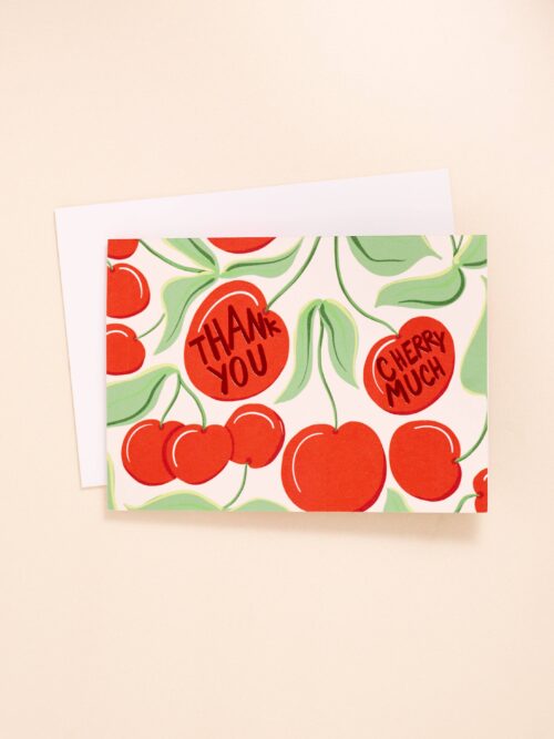 Thank You Cherry Much Foil Printed Card - Single Card